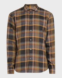 Men\'s Linen Plaid Casual Button-Down Shirt at Neiman Marcus