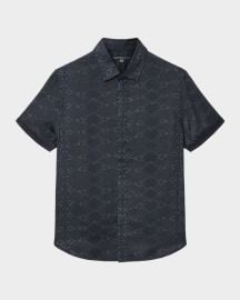 Men\'s Loren Snake-Print Short-Sleeve Shirt at Neiman Marcus