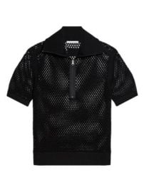 Men\'s Mesh Quarter-Zip Shirt - Black - at Saks Fifth Avenue