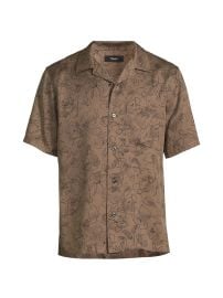 Men\'s Noll Floral Outline Camp Shirt - Walnut - at Saks Fifth Avenue