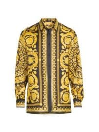 Men\'s Printed Long-Sleeve Silk Shirt - Black Gold - at Saks Fifth Avenue