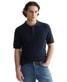 Men\'s Regular-Fit Pointelle Knitted Polo Shirt at Macys