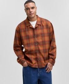 Men\'s Relaxed-Fit Camp-Collar Plaid Flannel Shirt, Macy\'s Exclusive at Macys