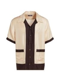 Men\'s Silk Camp Shirt - Tortora - at Saks Fifth Avenue