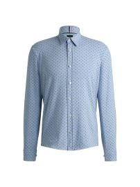 Men\'s Slim-Fit Shirt in Printed Stretch-Cotton Jersey - Open White - at Saks Fifth Avenue