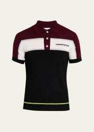 Men\'s Stripe Knit Logo Polo Shirt at Bergdorf Goodman