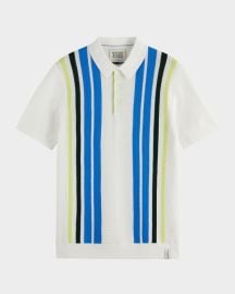 Men\'s Structured Knit Striped Polo Shirt at Neiman Marcus