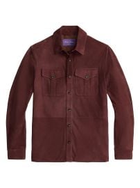 Men\'s Suede Overshirt - Soft Blue - at Saks Fifth Avenue