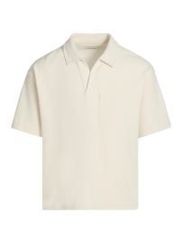 Men\'s Textured Cotton-Blend Polo Shirt - Light Stone - at Saks Fifth Avenue