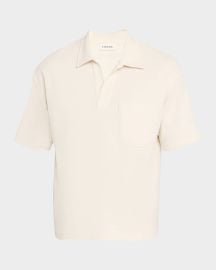 Men\'s Textured Johnny Collar Polo Shirt at Neiman Marcus