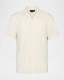 Men\'s Union Stripe Cotton Loop-Collar Short-Sleeve Shirt at Neiman Marcus