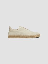 Men\'s Viscose Linen and Leather Triple Stitch Sneakers - Off White - at Saks Fifth Avenue