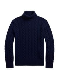 Men\'s Wool-Cashmere Turtleneck Sweater - Hunter Navy - at Saks Fifth Avenue