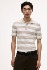 Men’s Light beige/striped Regular-Fit Knit Polo Shirt | H&M US at H&M