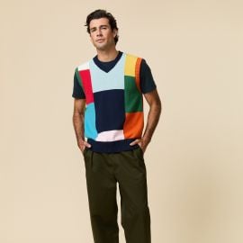 Men39s Cotton Patchwork Vest Multicolor Block Rowing Blazers at Rowing Blazers