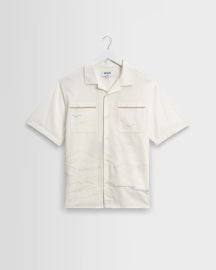 Men39s Ecru Summer Applique Short-Sleeve Shirt vert Wax London at Wax London