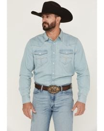 Men39s Frosty Light Wash Long Sleeve Snap Denim Western Shir at Cody James