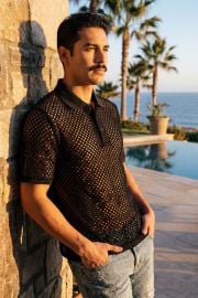 Men39s See-Through Zip Polo Shirt Glintform BARABAS at Barabas