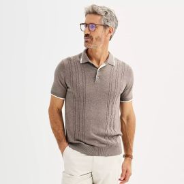 Mens Apt 9 Cable Knit Polo at Kohls