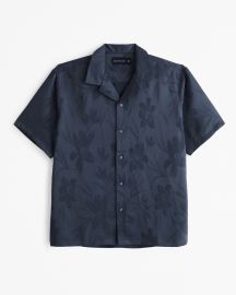 Mens Camp Collar Silky Button-Up Shirt Mens Tops Abercrombiecom at Abercrombie & Fitch