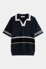 Mens Contrast Open Neck Cotton Polo in NavyBlackWhite Venroy at Venroy