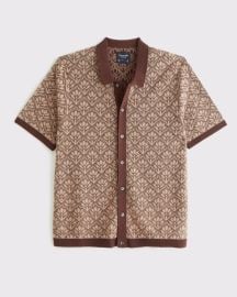 Mens Jacquard Pattern Button-Through Sweater Polo Mens Clearance Abercrombiecom at Abercrombie & Fitch
