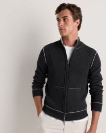 Menx27s 100 Reversible Cashmere Full Zip Sweater in Heather GreyCharcoal at Quince