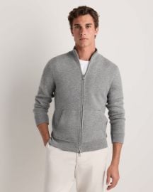 Menx27s 100 Reversible Cashmere Full Zip Sweater in Heather GreyCharcoal at Quince