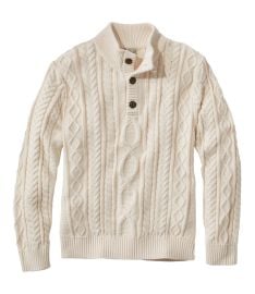 Menx27s Beanx27s Heritage Soft Cotton Fisherman Sweater Button-Mock Sweaters at LLBean at L.L.Bean