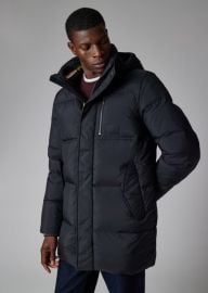 Menx27s Black Water Repellent Mid-Length Down Coat at Paul Smith