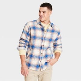 Menx27s Heavyweight Flannel Long Sleeve Button-down Shirt - Goodfellow amp Co Sky Blue L Target at Target