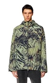 Menx27s Nylon windbreaker with camo-zebra print Green Diesel at Diesel