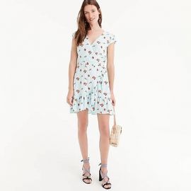 Mercantile faux-wrap mini dress in roses print at J. Crew