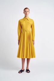 Mercy Dress Mustard Yellow Fit-and-Flare Shirt Dress Emilia Wickstead at Emilia Wickstead