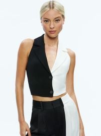 Meri Color Block Blazer Top In Blackoff White Alice And Olivia at Alice + Olivia