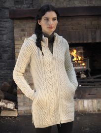 Merino Hooded Aran Coat at Aran Sweater Market