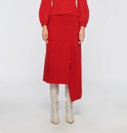 Merino Rib Sweater Origami Slit Skirt at Tibi