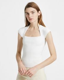 Merino Wool-Silk Knit Short-Sleeve Tee at Theory