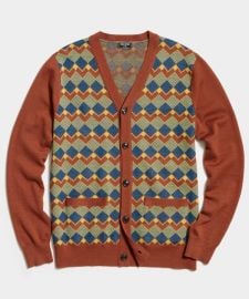 Merino Zig-Zag Cardigan in Rust - at Todd Snyder