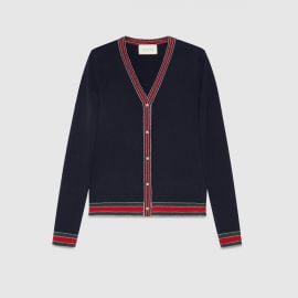 Merino wool knitted cardigan at Gucci