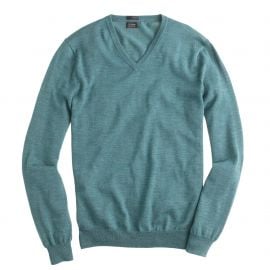 Merino wool v-neck sweater in hthr spruce at J. Crew