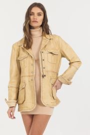 Meryl Vintage Leather Jacket Sand jakett at Jakett