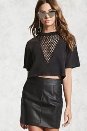 Mesh Insert Cropped Tee by Forever 21 at Forever 21