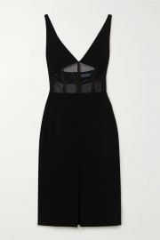 Mesh-Paneled Scuba Midi Dress by Mugler at Net A Porter