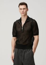 Mesh Textured Polo T Shirt at Helmut Lang