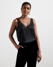 Mesh trim V neck cami at Ted Baker