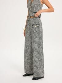 Metal Detail Tweed Wide-Leg Pants COMMENSE at Commense