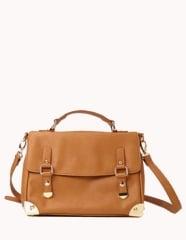 Metal trim satchel in camel at Forever 21