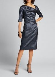 Metallic  Tucked Bodice Sheath Dress by Rickie Freeman for Teri Jon at Bergdorf Goodman