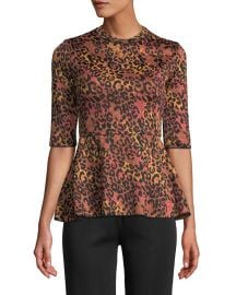 Metallic Animal-Print Peplum Top at Bergdorf Goodman